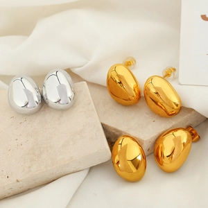 Waterdrop 18K gold and silver plated stainless steel stud earrings set on stones