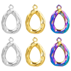 Teardrop Pendant 304 Stainless Steel Irregular Hammered Texture DIY Jewelry Making Accessory For Necklace Organic Style