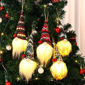 Weihnachtsgnom Hängende Ornamente Leuchtende LED Gestrickte Gesichtlose Puppe Feiertagsbaumschmuck Skandinavischer Stil