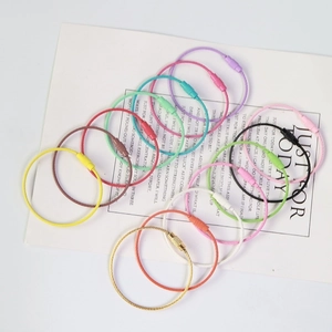 Colorful Coated Stainless Steel Wire Keychain Cable Ring With Screw Lock For Luggage Tag DIY Loop