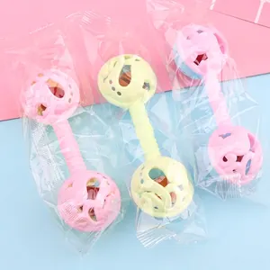 Creative macaron-colored baby rattles with dual heads in independent OPP packaging