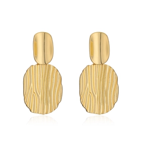 18K gold plated minimalist heart drop earrings with irregular textured round discs