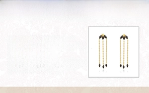 Detail view of S925 silver tassel earrings with cubic zirconia and platinum finish