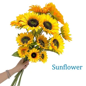 Artificial Sunflower Single Stem Realistic Matte Cloth Lifelike Flower For Home Decoration Wedding Party Photography Props