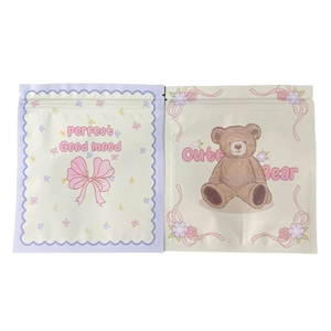 Cute cartoon teddy bear and floral pattern aluminum foil resealable storage bags