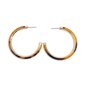Orecchini a cerchio a C in acetato tartarugato placcati oro 18K color ambra e marrone