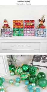 Detailed close-up of green festive Christmas balls with matte and glitter textures in a box