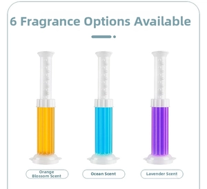Three scents of toilet gel stamps: orange blossom, ocean breeze, and lavender floral