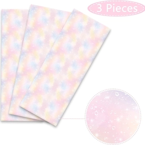 Set of 3 gradient rainbow tablecloths with glitter stars for girls birthday party