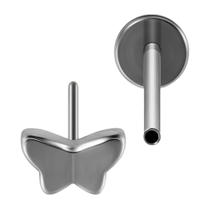 Bijou de piercing labret papillon en titane avec fleurs en zircone et dos plat