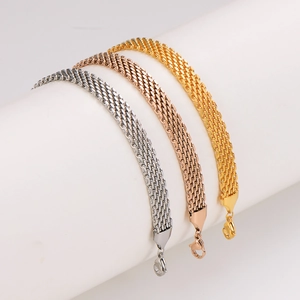 Braided Chain Bracelet 304 Stainless Steel Wide Mesh Flat Minimalist Adjustable Wrist Jewelry For Women Fashion Accessory