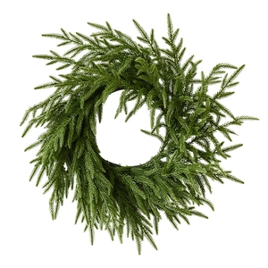 Realistic Norfolk pine Christmas wreath made of soft PE greenery for front door decor