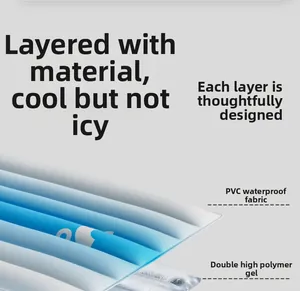 Detail of pet cooling mat showing PVC waterproof fabric and double high-polymer gel layers