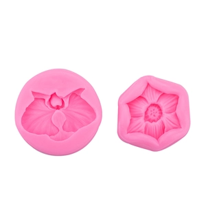 Pink silicone mold set featuring phalaenopsis and floral patterns for cake decoration