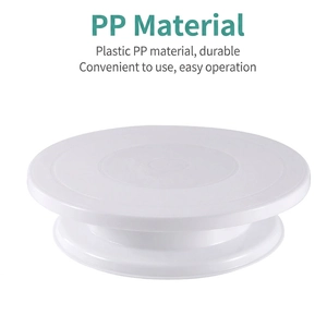 360-degree rotating white food-grade PP cake turntable stand for baking and decorating