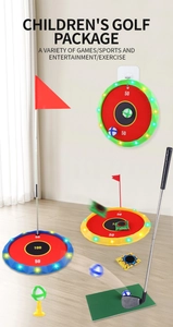 Kit de golf enfant avec disques cibles lumineux et club en métal pour le jeu intérieur