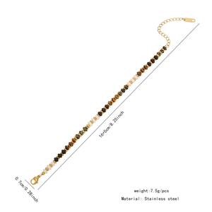 Detailed view of beaded bracelet dimensions and weight showing stainless steel material
