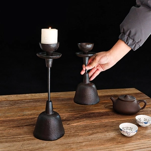 Juego de candelabros vintage de hierro fundido para decoración rústica y ceremonias de té