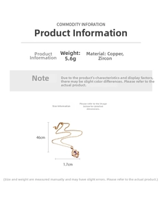 Detailed size chart for 14k gold plated rhombus pendant necklace with zirconia