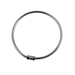 Silver 304 stainless steel snake chain bracelet with magnetic clasp on white background