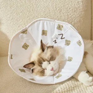 Collar Isabelino Mascotas Poliéster Suave Ajustable Anti-Lamido Cono De Recuperación Gatos Perros Pequeños Oso Dibujos