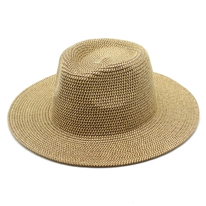 Summer Straw Fedora Hat Wide Brim Sun Protection UV Breathable Paper Straw Panama Style Beach Vacation Unisex Hat