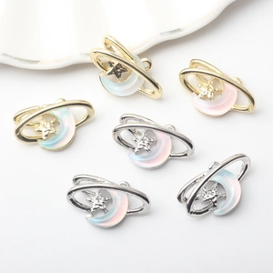 Golden and silver alloy moon star pendants with iridescent resin for DIY jewelry making