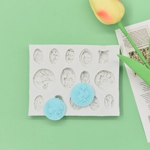 Relief series silicone mold featuring angel and lady head portraits for fondant and resin