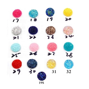 Multi-color 8-12mm resin crystal druzy cabochons with glitter finish in 17 various styles