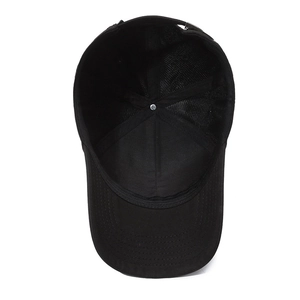Classic black baseball cap for men featuring a breathable mesh back and cotton panels
