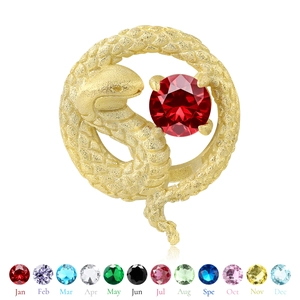 S925 silver 14k gold snake charm bracelet with 12 colorful birthstone options