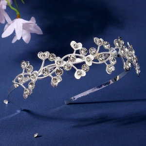 Sparkling silver rhinestone crown headband for kids' stage performances and formal events
