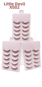 Three-box set of natural cluster false eyelashes with wispy devil style for daily makeup