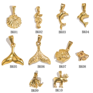 Detailed collection of 24K gold-plated stainless steel animal pendants from BK01 to BK10