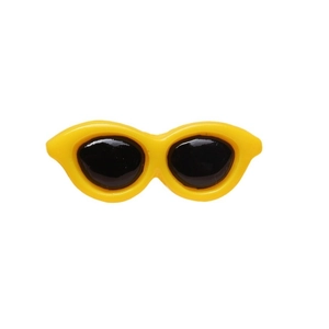 Retro yellow cat-eye sunglasses with black lenses on white background for DIY crafts