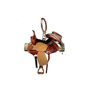 Porte-clés de selle et chapeau de cow-boy avec texture de similicuir gaufré