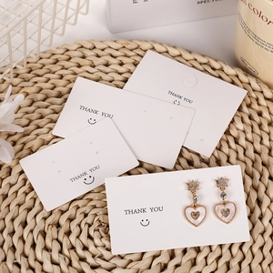 Jewelry Display Cards Paper Earring Stud Packaging Cardboard With Punched Holes Thank You Smiley Face Pattern