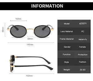 Size chart showing 53mm lens width and 145mm frame width for oval sunglasses