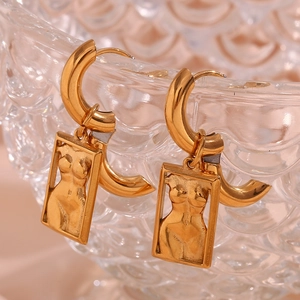Artistic female body pendant earrings in 18K gold plated stainless steel on glass