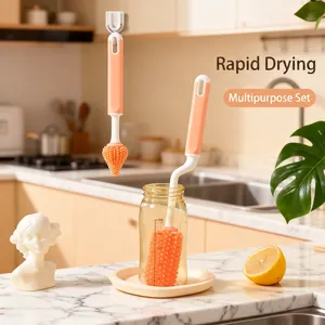 Silicone Baby Bottle Brush Nipple Cleaner Straw Cleaning Tools Food Grade Long Handle Flexible BPA Free Bottle Scrubber