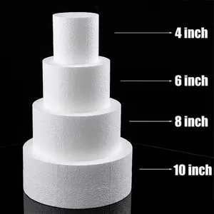 Round Foam Cake Dummy Polystyrene Practice Modeling Decorating Fondant Icing Display White