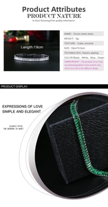 Detail view of electroplated gun black zircon bracelets in four assorted colors