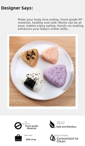 Vista macro degli stampi per onigiri in PP senza BPA per alimenti con sushi colorato