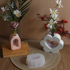 Silicone flower vase mold set with glass test tubes for DIY resin hydroponic propagation