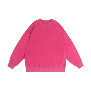 Fuchsia oversized vintage washed cotton sweatshirt with drop shoulders and ribbed cuffs