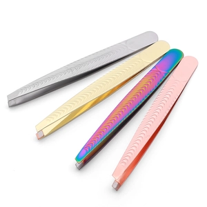 Professional stainless steel tweezers set with anti-slip fish scale pattern in four colors