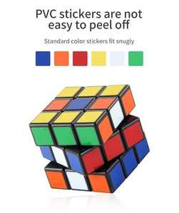 Macro view of 3x3 speed cube showing internal structure and durable PVC stickers