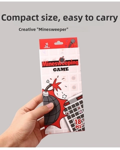 Close-up of Minesweeping Game scratch cards packaging in hand showing 18 pieces set