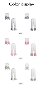 Detail of floral embroidery and hollow lace trim on women's casual summer two-piece set