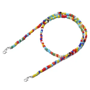 Detailed close-up of colorful seed beads on a versatile mask strap and glasses chain